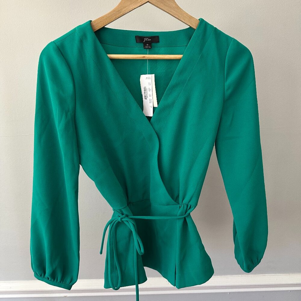 J.Crew Drapey Crepe Silk Wrap Top